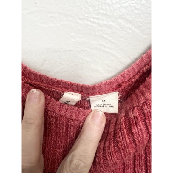 Anthropologie Moth Nuru Knit Sweater Tank Red Stripe Knit Adjustable Straps Sz M - Picture 6 of 6